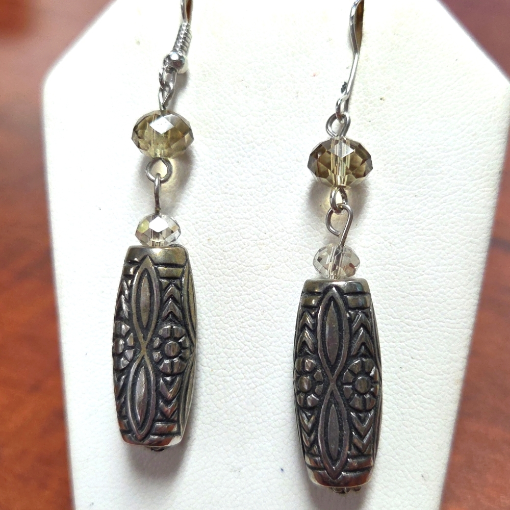 Silvertone Bead Earrings